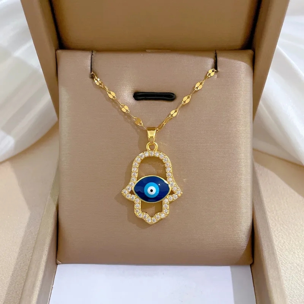 Gold Evil Eye Pendant Necklace